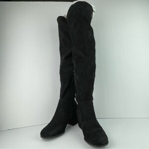 Christian Siriano for Payless Black Suede over the knee, chunky heel, zip boot